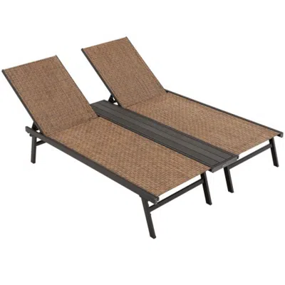 Hivvago 2-person Patio Chaise Lounge With Middle Panel-brown