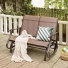 Hivvago 2-person Patio Glider Bench With High Back And Curved Armrests-brown