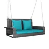 Hivvago 2-person Patio Pe Wicker Hanging Porch Swing Bench Chair Cushion 800 Pounds-red