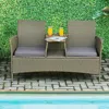 Hivvago 2-person Patio Rattan Conversation Furniture Set With Coffee Table