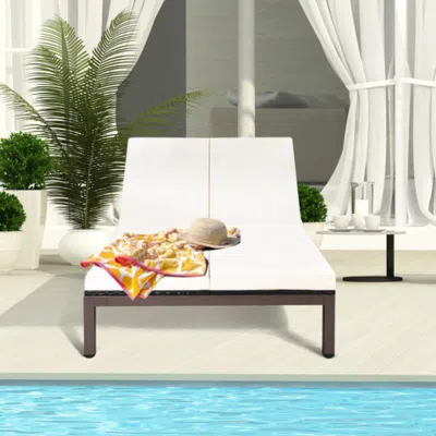 Hivvago 2-person Patio Rattan Lounge Chair With Adjustable Backrest-white