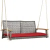 Hivvago 2-person Patio Wicker Hanging Swing Chair-off White