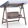 Hivvago 2-person Porch Swing With Fir Wood Stand And Tilt Canopy-brown