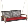 Hivvago 2-person Rattan Hanging Porch Swing Chair-black