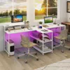 Hivvago 2-person Reversible Computer Desk Long Office Desk With Led Lights-white