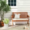 Hivvago 2-person Solid Wood Patio Bench With Backrest And Cushion