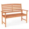 Hivvago 2-person Wooden Garden Bench With Slatted Backrest And Comfortable Armrests