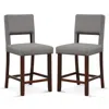 Hivvago 2 Piece Bar Chair Set With Hollowed Back And Rubber Wood Legs-gray