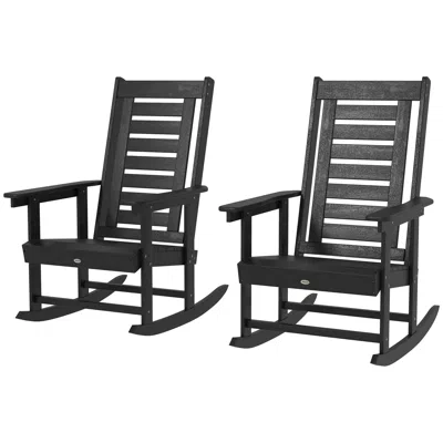 Hivvago 2-piece Garden Rocking Chair Set In Black