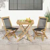 Hivvago 2 Piece Indonesia Teak Patio Folding Chairs With Woven Rope Seat And Back For Porch Backyard Poolsid