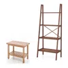 Hivvago 2-piece Laundry Room Furniture Set: Teak Utility Bench + Bamboo Ladder Shelf In Brown