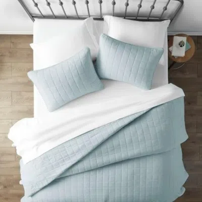Hivvago 2 Piece Microfiber Farmhouse Coverlet Bedspread Set Light Blue, Twin/twin Xl