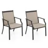 Hivvago 2 Piece Patio Dining Chairs Large Outdoor Chairs With Breathable Seat And Metal Frame-brown