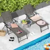 Hivvago 2 Piece Patio Folding Chaise Lounge Chairs Recliner With 6-level Backrest-black