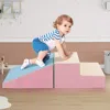 Hivvago 2-piece Step And Slide Climber For Infants And Toddlers Baby Soft Play Set Foam Blocks-pink & Blue