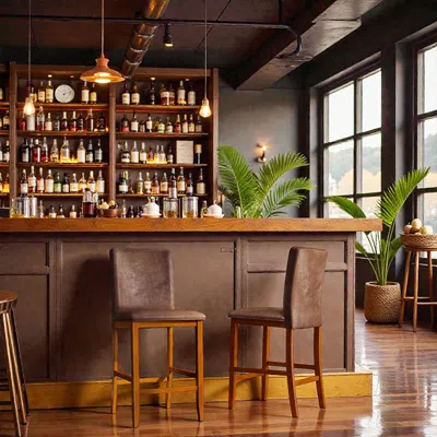 Hivvago 2-piece Upholstered Counter Stool Set With Durable Rubberwood Frame In Brown