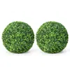 Hivvago 2 Pieces 19 Inch Artificial Topiary Balls Faux Boxwood Ball Plants