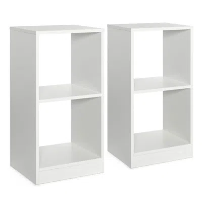 Hivvago 2 Pieces 2-tier Bookcase Set With Anti-toppling Device
