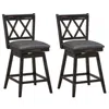 Hivvago 2 Pieces 24 Inch Swivel Counter Height Barstool Set With Rubber Wood Legs-black