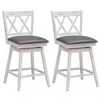 Hivvago Set Of 2 Swivel Counter Height Bar Stools With Solid Wood Legs-white