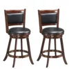 Hivvago 2 Pieces 24 Inch Swivel Counter Stool Dining Chair Upholstered Seat-brown