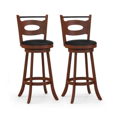 Hivvago 2 Pieces 24/29 Inch Swivel Bar Stools With Curved Backrest And Seat Cushions-29 Inches