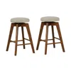 Hivvago 2 Pieces 26 Inch Backless Swivel Barstools With Linen Fabric Seat-beige
