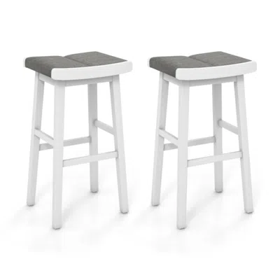 Hivvago 2 Pieces 26/31.5 Inch Upholstered Saddle Barstools With Padded Cushions-31.5 Inches In Multi