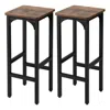 Hivvago 2 Pieces 28 Inch Dining Bar Chair Set With Footrest And Adjustable Pads-rustic Brown