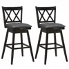Hivvago 2 Pieces 29 Inches Swivel Counter Height Barstool Set With Rubber Wood Legs-black