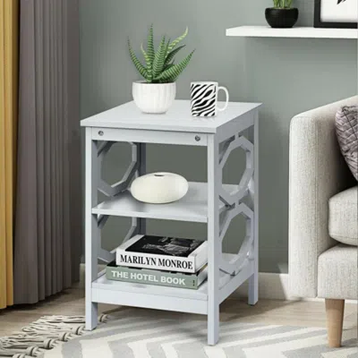 Hivvago 2 Pieces 3-tier Nightstand Sofa Side End Accent Table Storage Display Shelf-gray