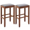 Hivvago 2 Pieces 31 Inch Upholstered Bar Stool Set With Solid Rubber Wood Frame And Footres-brown