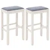 Hivvago 2 Pieces 31 Inch Upholstered Bar Stool Set With Solid Rubber Wood Frame And Footres-white