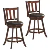 Hivvago 2 Pieces 360 Degree Swivel Wooden Counter Height Bar Stool Set With Cushioned Seat-25 Inches
