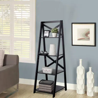 Hivvago 2 Pieces 4-tier Wood Display Storage Bookshelf Set-black