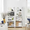 Hivvago 2 Pieces 4-tier Wood Display Storage Bookshelf Set-white