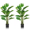 Hivvago 2 Pieces 5 Feet Artificial Monstera Tree Set