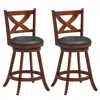 Hivvago 2 Pieces Classic Counter Height Swivel Bar Stool Set With X-shaped Open Back-24 Inch