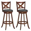 Hivvago 2 Pieces Classic Counter Height Swivel Bar Stool Set With X-shaped Open Back-30 Inch