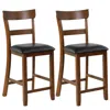 Hivvago 2 Pieces Counter Height Chair Set With Leather Seat And Rubber Wood Legs