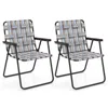 Hivvago 2 Pieces Folding Beach Chair Camping Lawn Webbing Chair-red