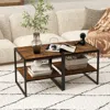 Hivvago 2 Pieces Industrial 2-tier Side Table Set With Open Shelf-rustic Brown
