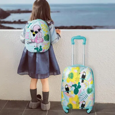 Hivvago 2 Pieces Kid's Luggage Set 12-inch Backpack And 16-inch Rolling Suitcase Travel
