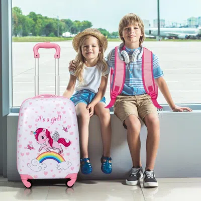 Hivvago 2 Pieces Kids Luggage Set 12 Inch Backpack And 16 Inch Kid Carry On Suitcase With Wheels