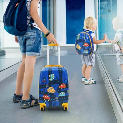 Hivvago 2 Pieces Kids Luggage Set With Backpack And Suitcase For Travel In Blue