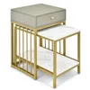 Hivvago 2 Pieces Modern Nesting Coffee Table Set With Drawer And Shelf-white