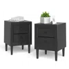 Hivvago 2 Pieces Multipurpose Retro Nightstand With 2 Drawers-black