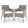 Hivvago 2 Pieces Outdoor Pe Rattan Armchairs With Cozy Seat Cushions-white