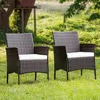 Hivvago 2 Pieces Outdoor Pe Rattan Armchairs With Removable Cushions