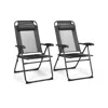Hivvago 2 Pieces Patio Adjustable Folding Recliner Chairs With 7 Level Adjustable Backrest-gray